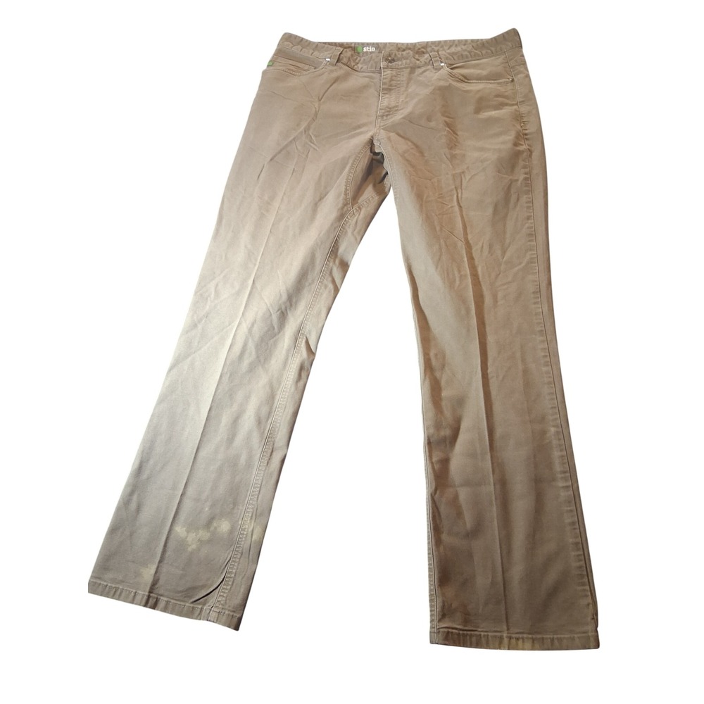 Stio Mens Rivet Pant 38R Gray Brown Canvas Straight Leg Outdoor Casual Pants